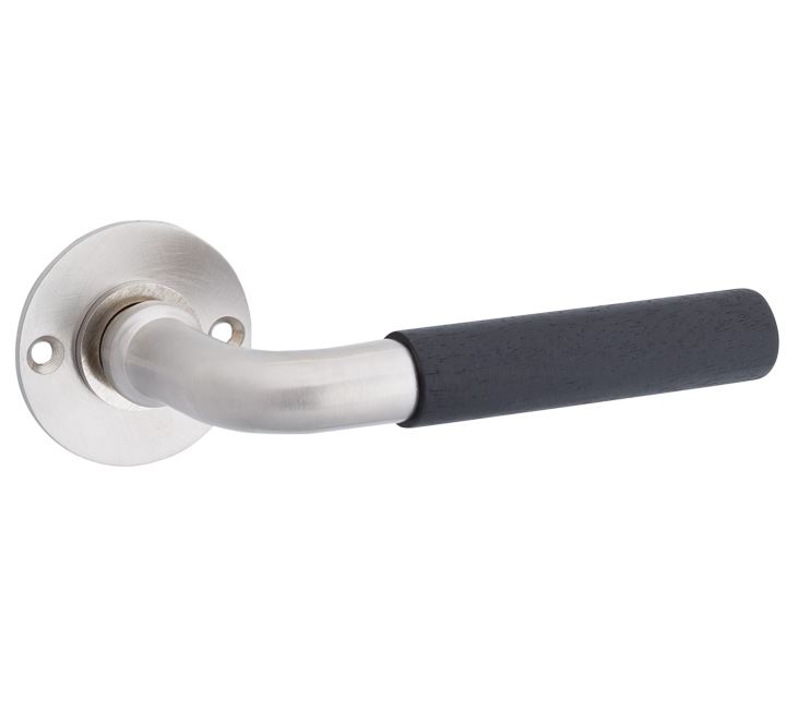 Deurklink op ongeveerd rozet Frankfurt ebben/Chemin de Fer mat nikkel ongelakt