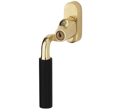 SKG2 Draaikiepgarnituur afsluitbaar Frankfurt ebben/Smal Links messing ongelakt