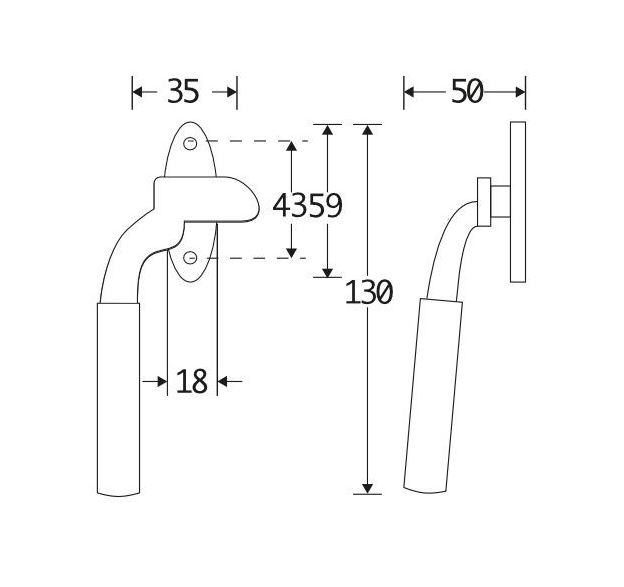 Raamboom Met Sluitplaat Links Frankfurt ebben messing ongelakt - Afbeelding 2