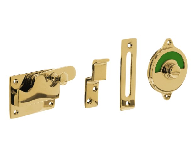 Intersteel wc-overslag vlak en "groen / rood" indicatie messing ongelakt