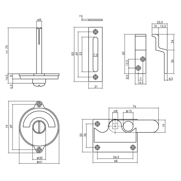 Intersteel wc-overslag vlak en "groen / rood" indicatie messing ongelakt - Afbeelding 2