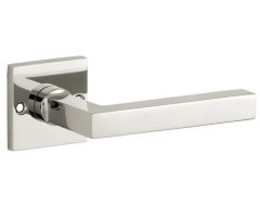 Deurklink op ongeveerd rozet Kare/Bauhaus glans nikkel