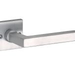 Deurklink op ongeveerd rozet Kare/Bauhaus mat nikkel ongelakt