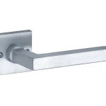 Deurklink op ongeveerd rozet Kare/Bauhaus mat chroom