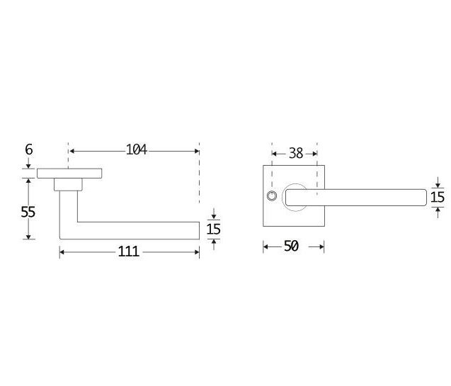 Deurklink op ongeveerd rozet Kare/Bauhaus mat zwart - Afbeelding 2