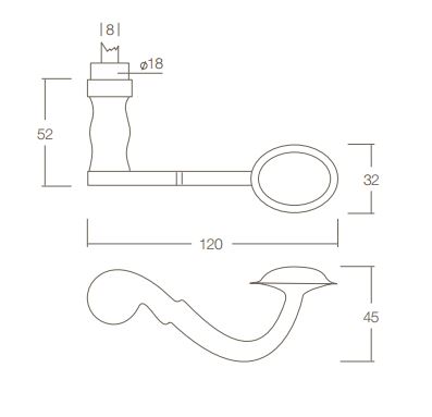 Intersteel enkele deurklink rechts posthoorn messing gelakt - Afbeelding 2