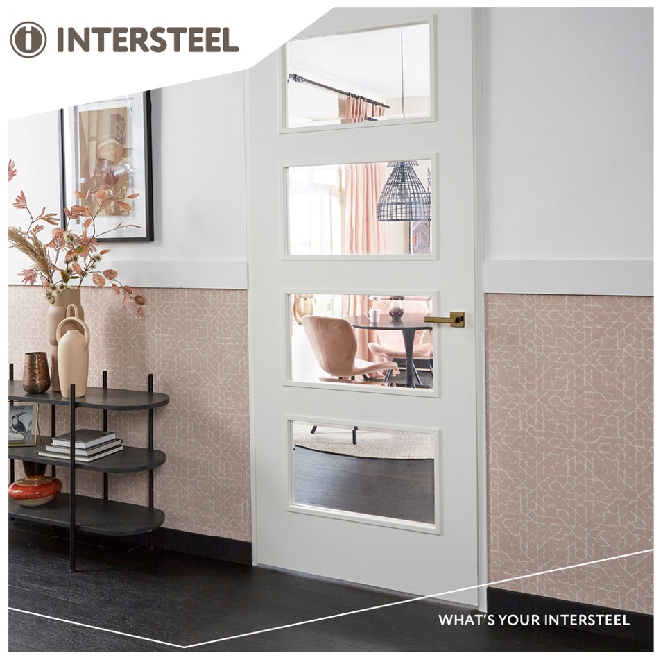 Intersteel enkele deurklink rechts Hera op vierkante rozet met nokken 55x55x10mm PVD messingkleur - Afbeelding 4