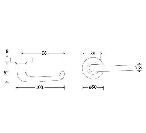 Deurklink op geveerd rozet Halfsabel/Vivo mat zwart - Afbeelding 2