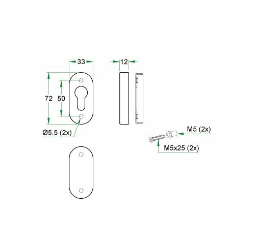 Blind plaatje ovaal 12mm zwart - Afbeelding 2