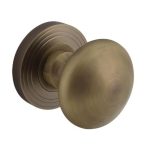 Intersteel knop op rozet vast gemonteerd met ril oud gebruineerd