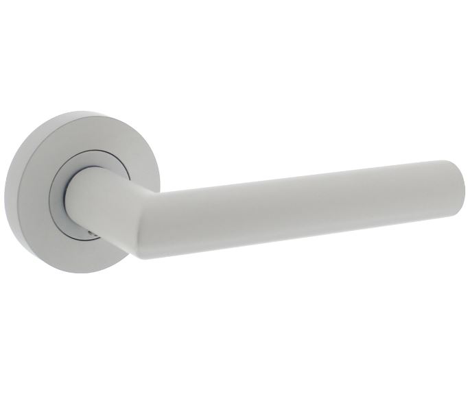 Intersteel enkele deurklink Bastian rechts op ronde rozet 52x10mm met nokken wit