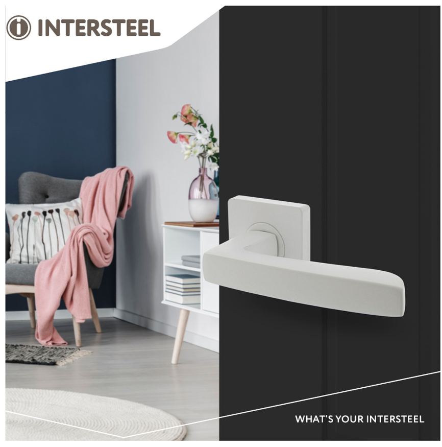 Intersteel enkele deurklink Minos links op vierkant rozet wit - Afbeelding 3