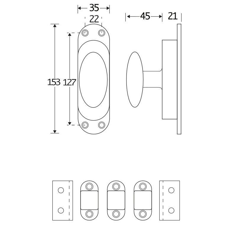 Kruk-espagnolet Ei ovaal messing Gelakt Inclusief 2 Stangen - Afbeelding 2