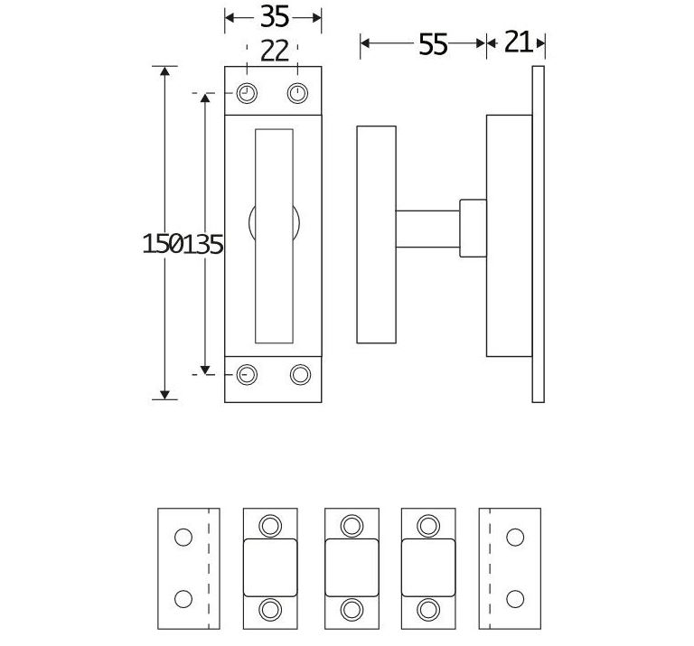 Kruk-espagnolet Kare glans chroom Inclusief 2 Stangen - Afbeelding 2