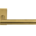 Deurklink BASIC LBII-19Q32G op rechthoekig rozet PVD mat Goud