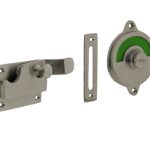 Intersteel wc-overslag met bocht en tekst “groen/rood” nikkel mat