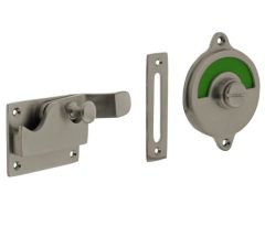 Intersteel wc-overslag met bocht en tekst “groen/rood” nikkel mat