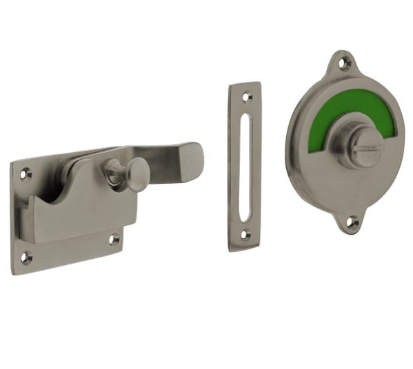 Intersteel wc-overslag met bocht en tekst “groen/rood” nikkel mat