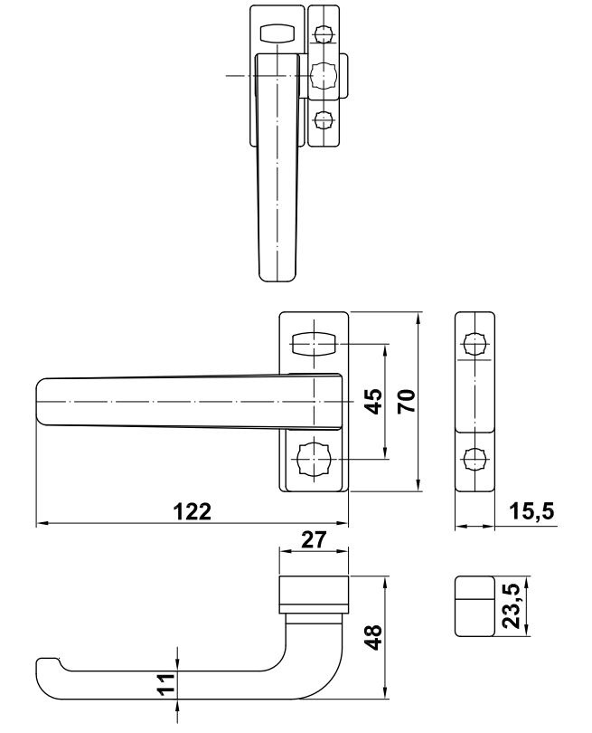 AMIG raamsluiting rechts aluminium wit - Afbeelding 2