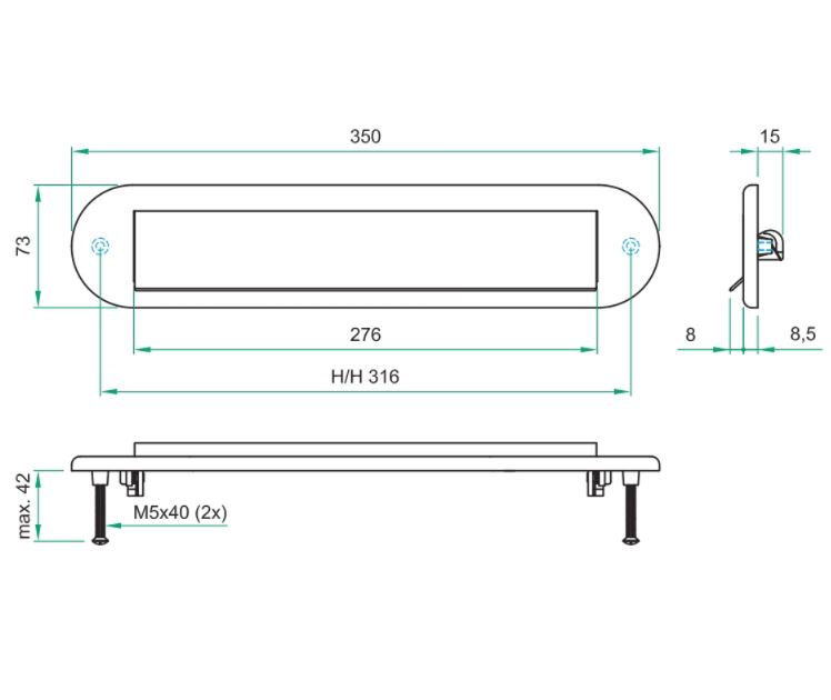 Briefplaat ORION ovaal rvs zwart - Afbeelding 2