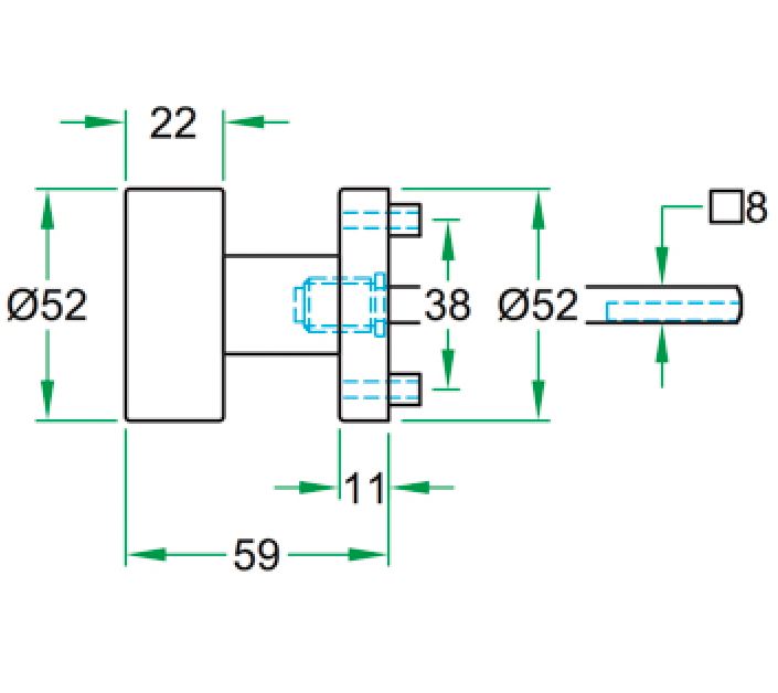 Voordeurknop Vast Rond Ø52mm zwart - Afbeelding 2