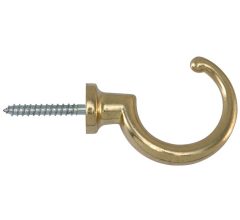 Schroefhaak Borst 42mm messing gelakt