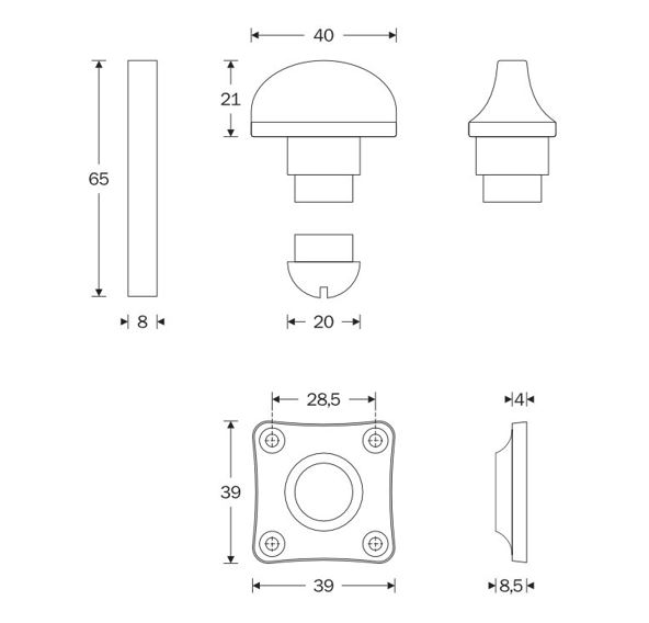 WC-Sluiting 8 mm Vierkant mat nikkel ongelakt - Afbeelding 2