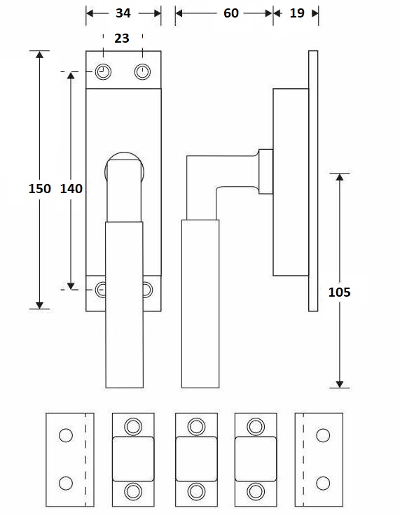 Kruk-espagnolet Ton Model Links messing Antiek Inclusief 2 Stangen - Afbeelding 2