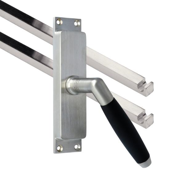 Kruk-espagnolet Ton Model Rechts mat nikkel Ongelakt Inclusief 2 Stangen