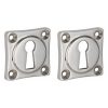 Set van twee sleutelplaatjes vierkant 39 mm glans nikkel