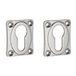 Set van twee PC-plaatjes vierkant 47x39 mm glans nikkel