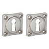 Set van twee Sleutelplaatjes vierkant 39 mm mat nikkel ongelakt