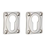 Set van twee PC-plaatjes vierkant 47x39 mm mat nikkel ongelakt