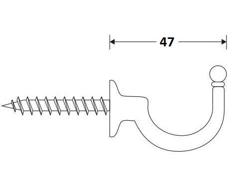 Schroefhaak Kogel 47mm glans chroom - Afbeelding 2