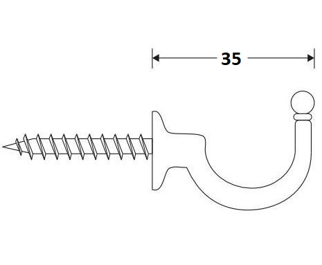 Schroefhaak Kogel 35mm glans chroom - Afbeelding 2