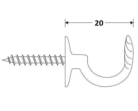 Schroefhaak Enkel 20mm messing gelakt - Afbeelding 2