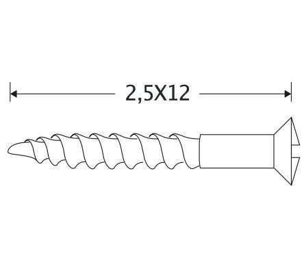 Houtschroef (4 stuks) 2,5x12 mm mat nikkel ongelakt - Afbeelding 2