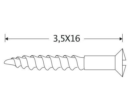 Houtschroef (4 stuks) 3,5x16 mm glans nikkel - Afbeelding 2