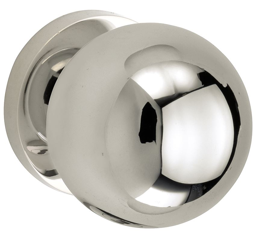 Knopkruk op geveerd rozet Kogel 50mm/Vivo glans nikkel