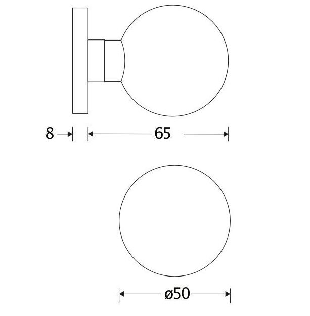 Knopkruk op geveerd rozet Kogel 50mm/Vivo mat nikkel ongelakt - Afbeelding 2