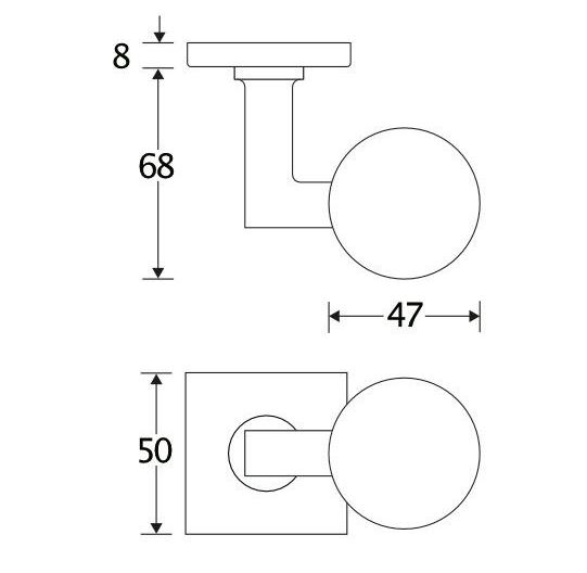 Knopkruk op geveerd rozet verdekt Bauhaus messing ongelakt - Afbeelding 2