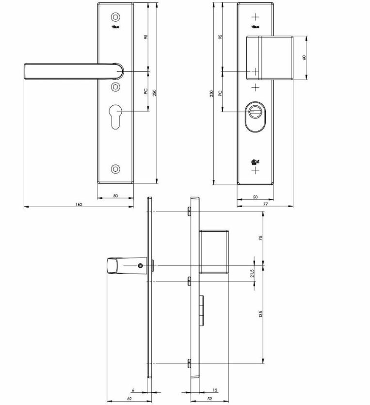 VEILIG veiligheidsbeslag PC55 Greep/Kruk met kerntrekbeveiliging SKG3 zwart - Afbeelding 2