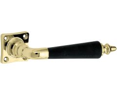 Deurklink op geveerd vierkant rozet Antique ebben messing gelakt