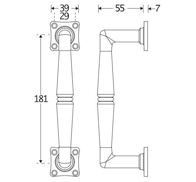 Deurgreep Antique ebben/vierkant glans nikkel - Afbeelding 2