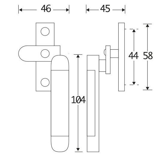 Raamsluiting Met Sluitplaat Rechts Dual glans nikkel - Afbeelding 2