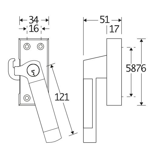 SKG Raamsluiting Met Sluitplaat Rechts Dual glans nikkel - Afbeelding 2