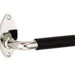 Deurklink op ongeveerd rozet Frankfurt ebben/elips glans nikkel