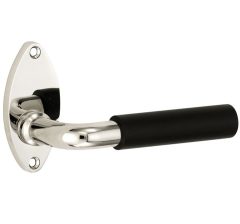 Deurklink op ongeveerd rozet Frankfurt ebben/elips glans nikkel