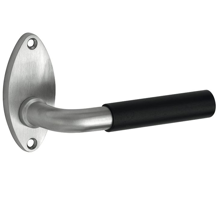 Deurklink op ongeveerd rozet Frankfurt ebben/elips mat nikkel ongelakt