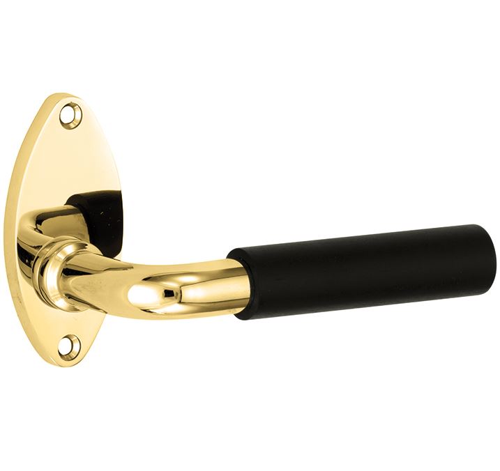 Deurklink op ongeveerd rozet Frankfurt ebben/elips messing ongelakt